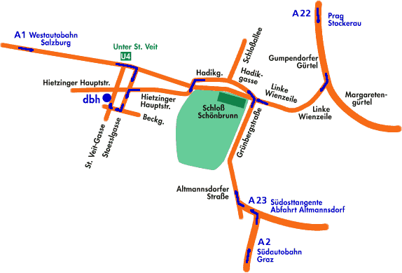 Detailansicht rund um Schönbrunn